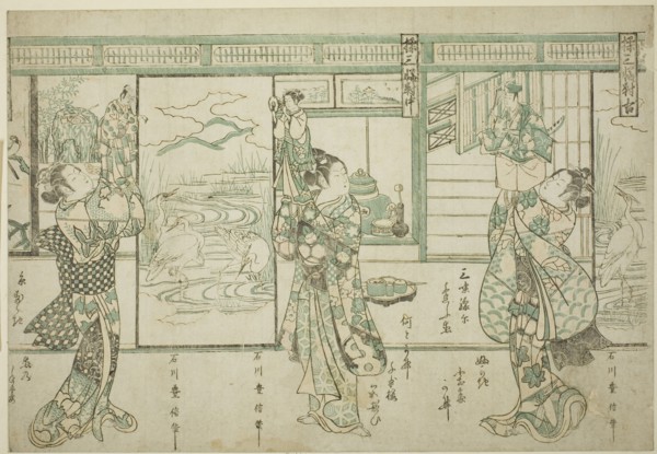 Puppeteers - A Set of Three (Ayatsuri sanpukutsui), c. 1752.