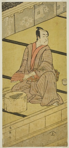 The Actor Ichikawa Monnosuke II as Daidoji Tabatanosuke in the Play Mukashi Mukashi Tejiro no Saru, Performed at the Ichimura Theater in the Eighth Month, 1792, c. 1792.