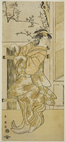 The Actor Segawa Kikunojo III as Kojoro-gitsune (Female Fox) Disguised as Omiki in the Play Komachi-mura Shibai no Shogatsu, Performed at the Nakamura Theater in the Eleventh Month, 1789, c. 1789.