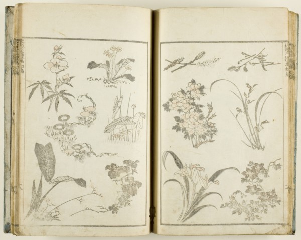 Hokusai manga (Sketches of Hokusai), v. 1-3, 5-11, and 14 of 15, Japan, 1812/78.