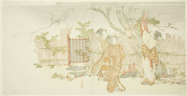 Three women beneath a plum tree at night, Japan, c. 1796.