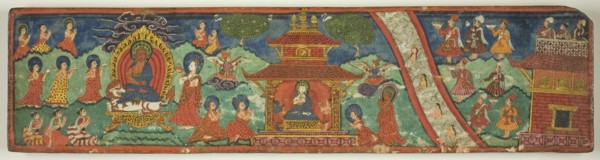 One of a Pair of Magical Charms (Dharani) Manuscript Covers, 18th century.
