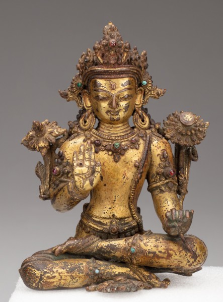 Bodhisattva Avalokiteshvara Seated with Hand in Gesture of Reassurance (Abhayamudra), 15th/16th century.