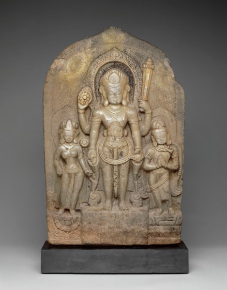 God Vishnu with Goddess Lakshmi and His Mount, Garuda, in Attendance, 11th century.