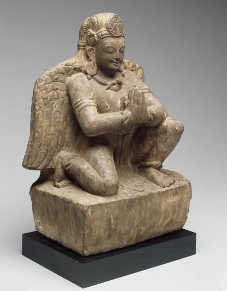 God Vishnu's Mount, Garuda, Kneeling with Hands in Gesture of Adoration (Anjalimudra), 14th century.