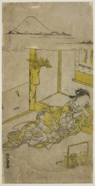 Sleeping Young Woman with Mt. Fuji Above, c. 1740s.