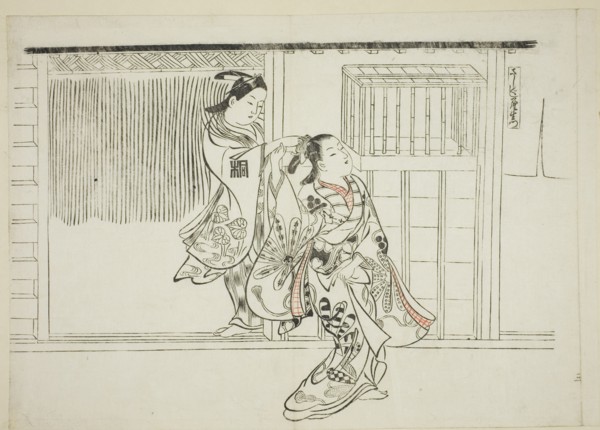 Comb Rashomon (Sashigushi Rashomon), no. 3 from a series of 12 prints depicting parodies of plays, c. 1716-35.