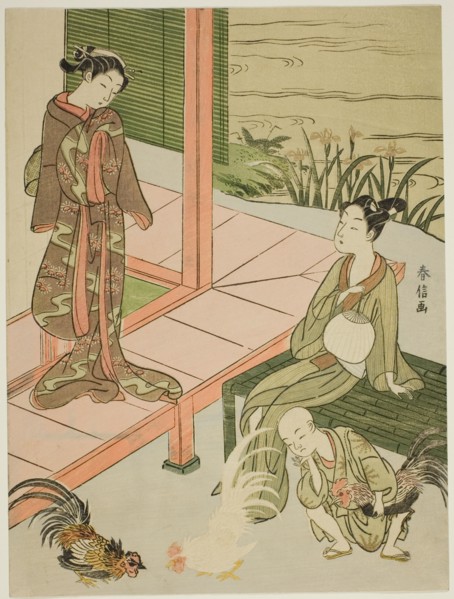 Watching a Cockfight at the Edge of the Veranda, c. 1767/68.