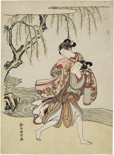 The Elopement (parody of Akutagawa episode from "Tales of Ise"), c. 1767.