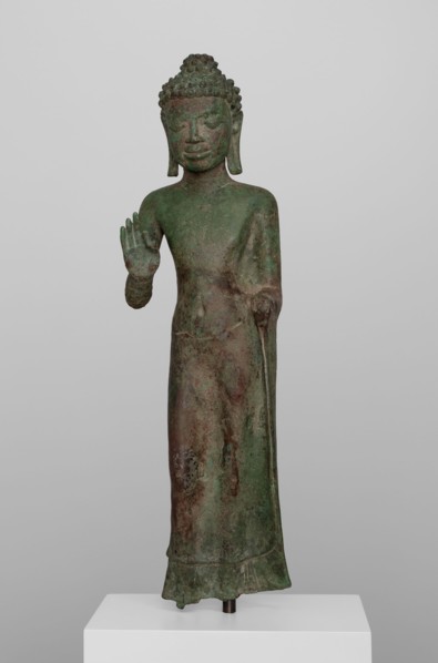 Buddha with Hand in Gesture of Teaching (Vitarkamudra), Dvaravati period, 8th century.