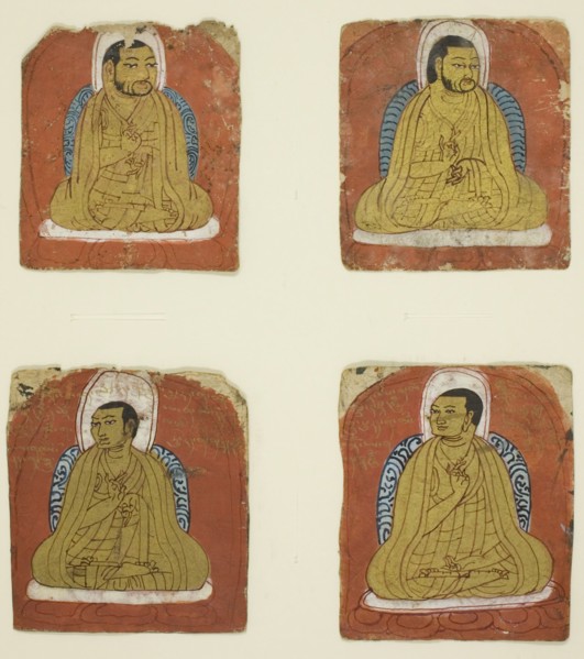 Four Miniature inscribed portraits of four Lamas, 14th century.