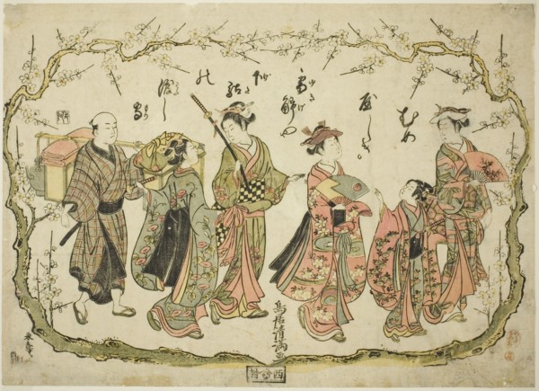 Party on their way to view plum blossoms, c. 1764.