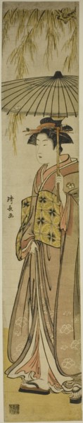 Geisha Carrying a Parasol under a Willow Tree, c. 1784.