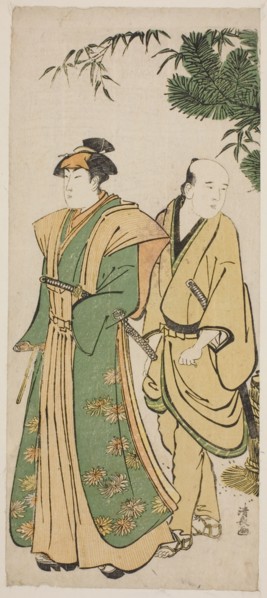 The Actor Segawa Kikunojo III and his attendant making cermonial rounds at New Year's, c. 1783.