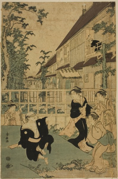 Outdoor Amusements at the Kankanro Teahouse in Yoshiwara, c. 1794.