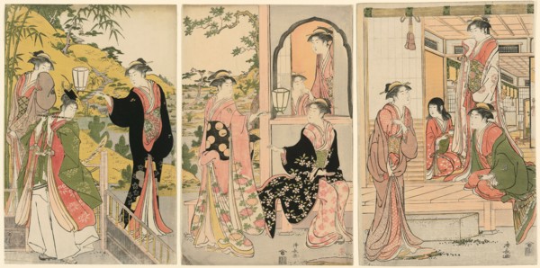 A Modern Version of Ushiwakamaru Serenading Princess Joruri, c. 1785.