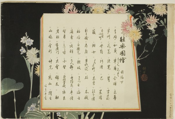 Index Page, prints .51-.100 (Vol.1), from the series "Pictures of No Performances (Nogaku Zue)", 1898.