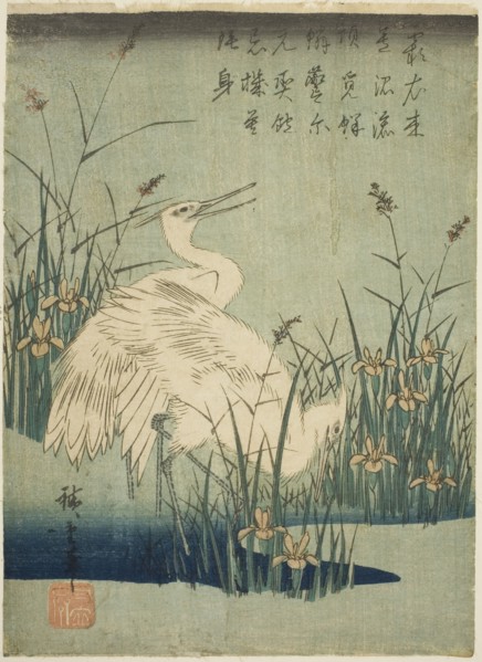White herons and iris, c. 1830s.