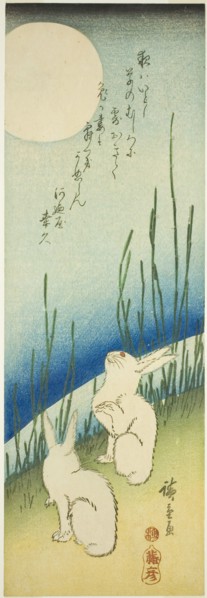Rabbits under full moon, c. 1830s.