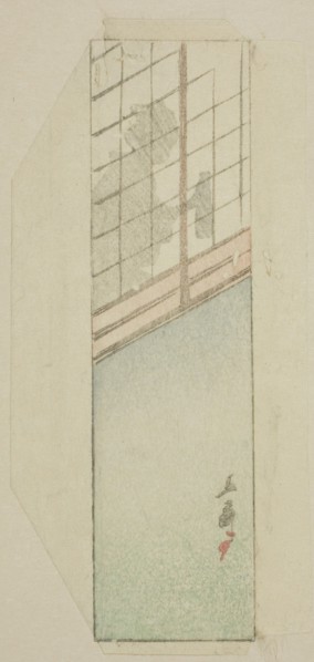 Envelope of woman behind sliding screens, n.d.