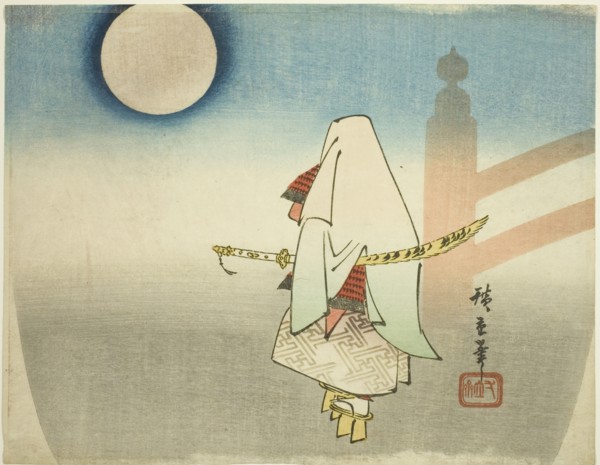 Yoshitsune Awaits Benkei at Gojo Bridge, c. 1840.