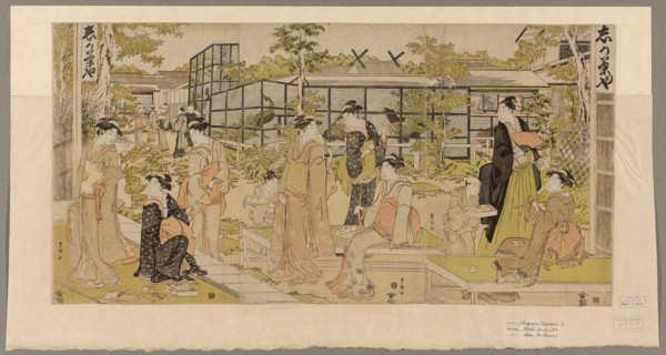 Kacho chaya, c. 1792/93. (Women Visiting the Bird and Flower Teahouse).