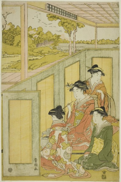 Ladies behind screen in a daimyo's mansion, n.d.