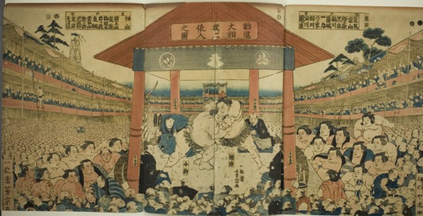 Procession of Wrestlers for a Fundraising Match (Kanjin ozumo dohyo-iri no zu), early 1850s.