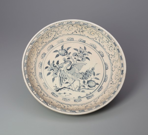 Dish with Peacock and Floral Motif, 15th century.