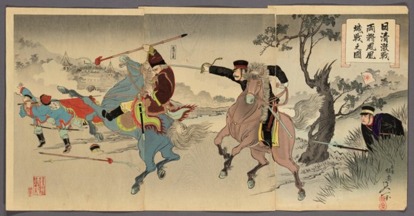 Sino-Japanese War: Two Generals at the Battle of Fenghuangcheng (Nisshin gekisen ryosho Hoojo sen no zu), 1894.