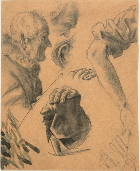 Sketches of Hands, Arms, and Heads, 1890.