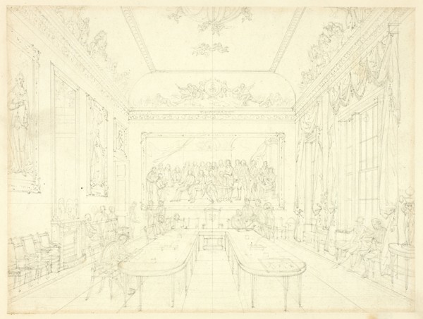 Study for Trinity House, from Microcosm of London (recto); Architectural Sketch of Row House Facades (verso), c. 1809.