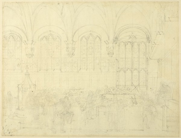 Study for Court Chancery, Lincoln's Inn Hall, from Microcosm of London, c. 1808.