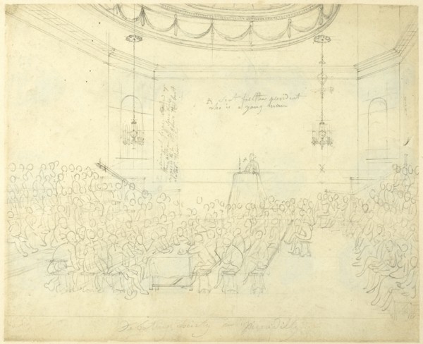 Study for Debating Society in Piccadilly, from Microcosm of London, c. 1808.