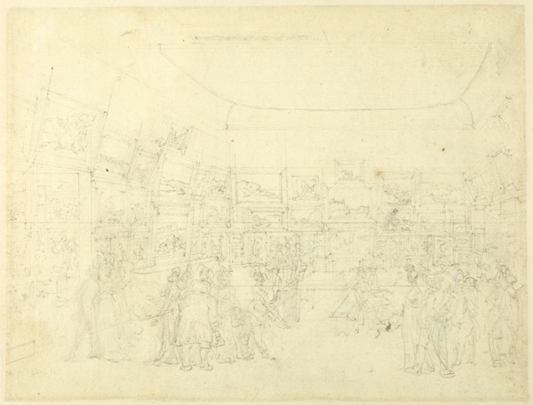 Study for Exhibition of Water Colored Drawings, Old Bond Steet, from Microcosm of London, c. 1808.