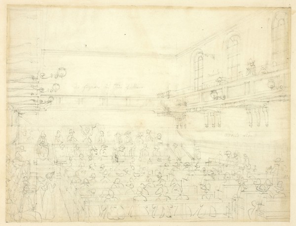Study for Quaker's Meeting, from Microcosm of London, c. 1809.