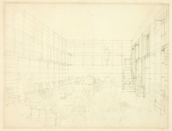 Study for Royal Institution, Albemarle Street, from Microcosm of London, c. 1809.
