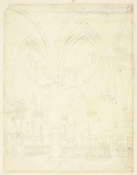 Study for Temple Church, from Microcosm of London, c. 1809.