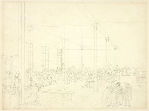 Study for Workhouse, St. James' Parish, from Microcosm of London, c. 1809.