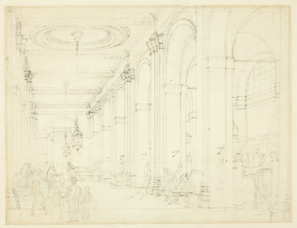 Study for King's Mews, Charing Cross, from Microcosm of London, c. 1808.