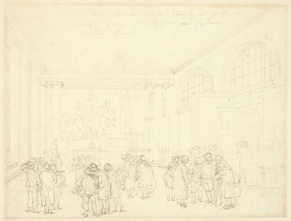 Study for Excise Office, Broad Street, from Microcosm of London, c. 1810.