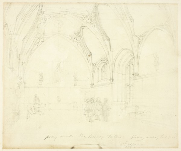 Study for Lambeth Palace, from Microcosm of London, c. 1808.