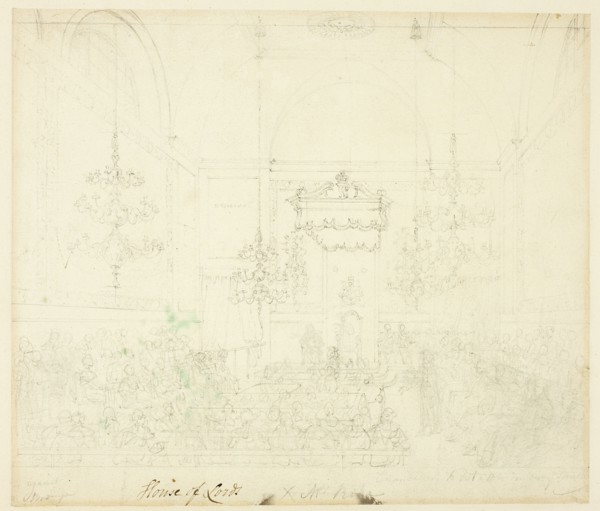 Study for House of Lords, from Microcosm of London, c. 1809.