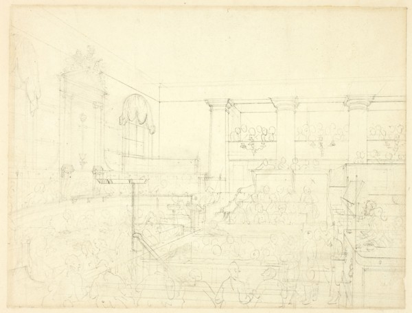 Study for Old Bailey, from Microcosm of London, c. 1809.