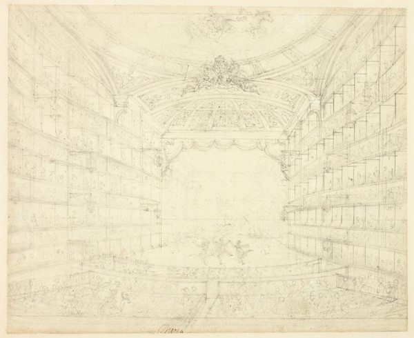 Study for Opera House, from Microcosm of London, c. 1809.