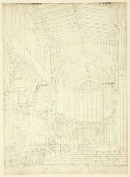 Study for St. Margaret's Church, from Microcosm of London, c. 1809.