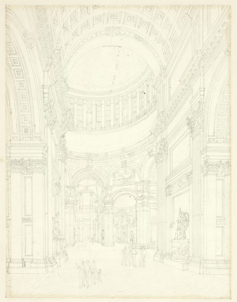 Study for St. Paul's Cathedral, from Microcosm of London, c. 1809.