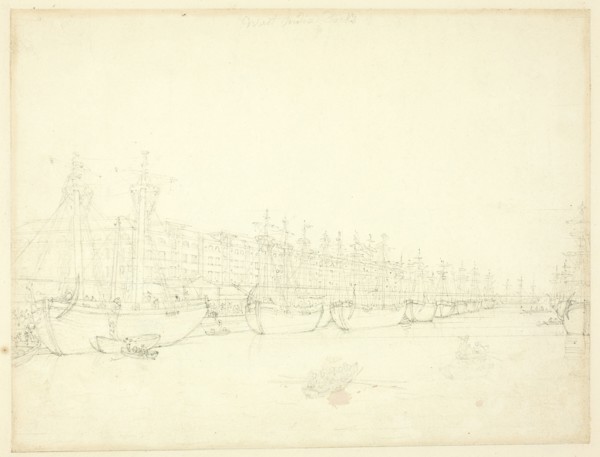 Study for West India Docks, from Microcosm of London, c. 1809.