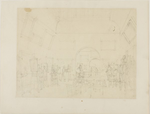 Study for British Institution, Pall Mall, from Microcosm of London, c. 1808.