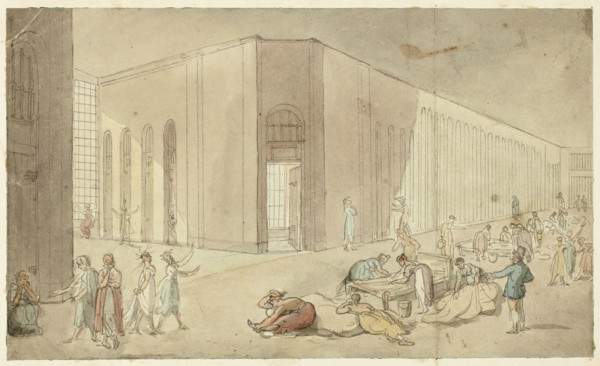 Study for St. Luke's Hospital, from Microcosm of London, c. 1809.